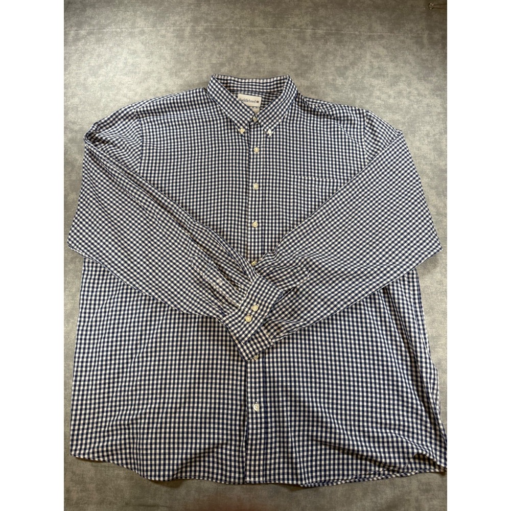 Saddlebred Men's 3XLT Classic Fit Blue White Gingham Long Sleeve Button Down Shi